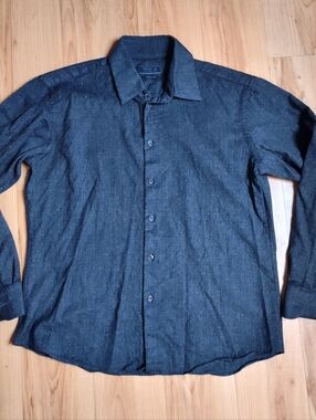 Prada Men's Charcoal Button-Down Dress Shirt Sz 42 / 16.5 US L